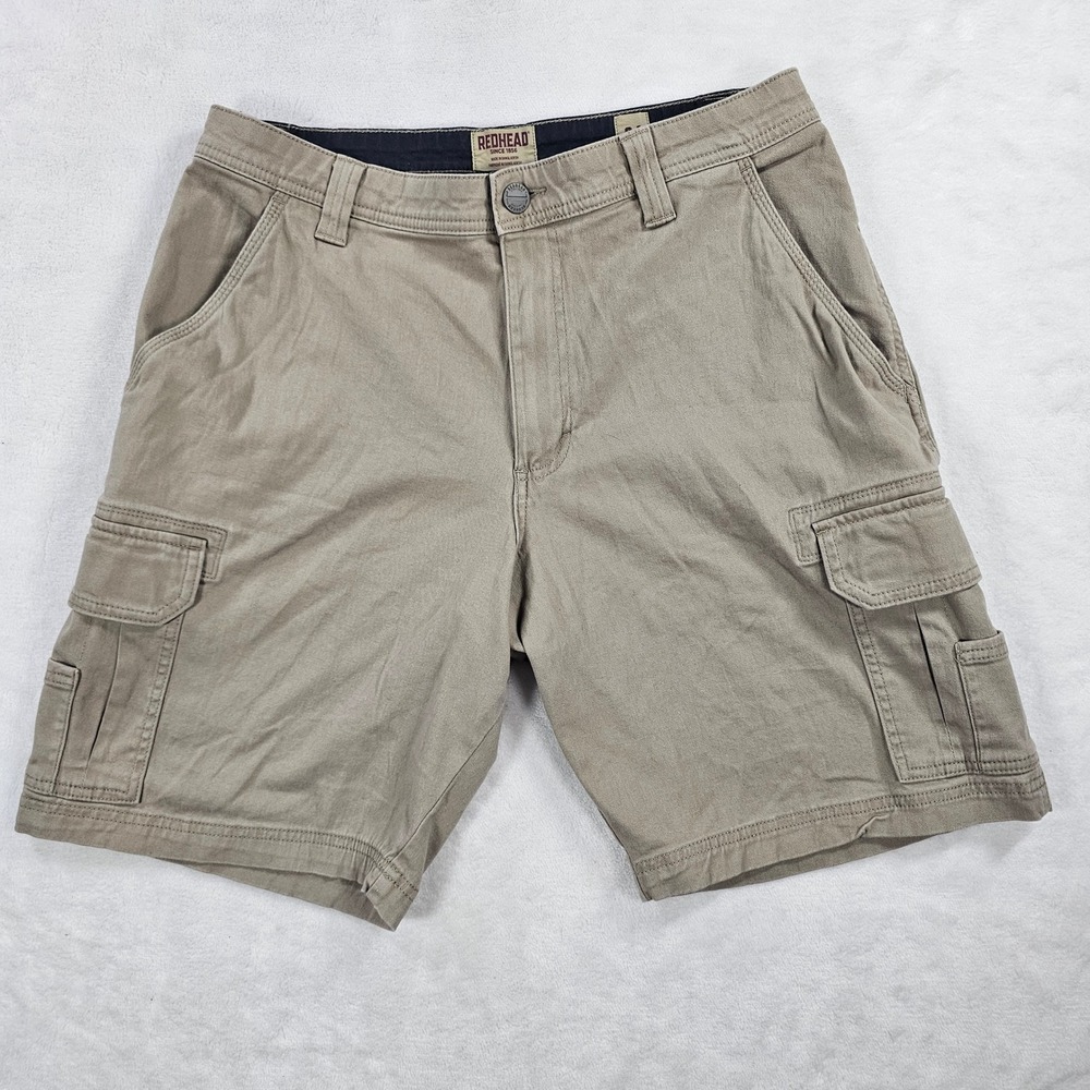 RedHead Mens Khaki Cargo Shorts Size 34 Tan Cotton Blend Stretch 612RHS18-8328SH